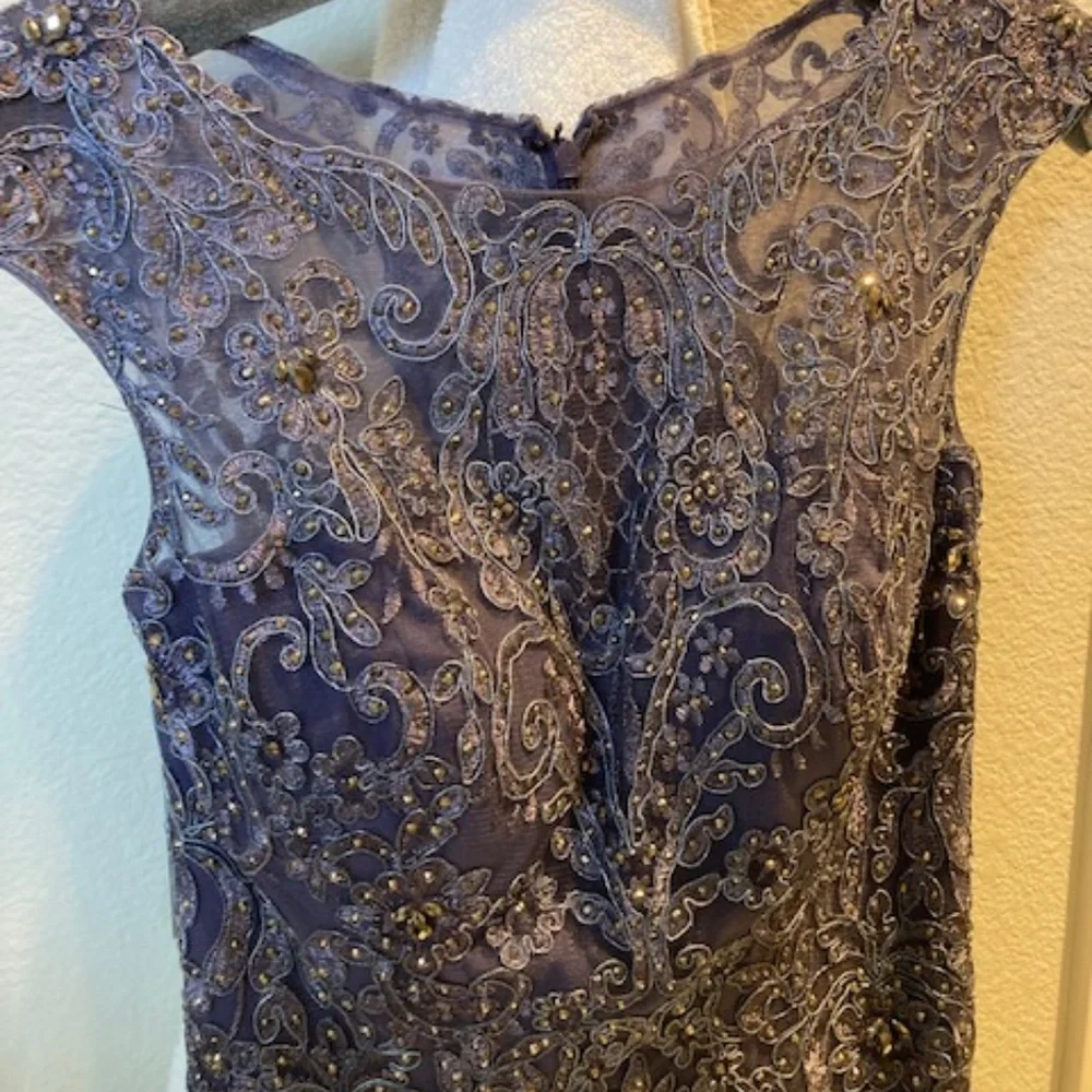 Camille la Vie Navy Sequin Mother of The Bride Dress Size 6 - Picture 1 of 5